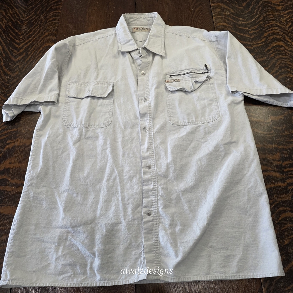 AO-Oe Collection men's Casual Light Gray‎ Button-Down Shirt Sz XXXL